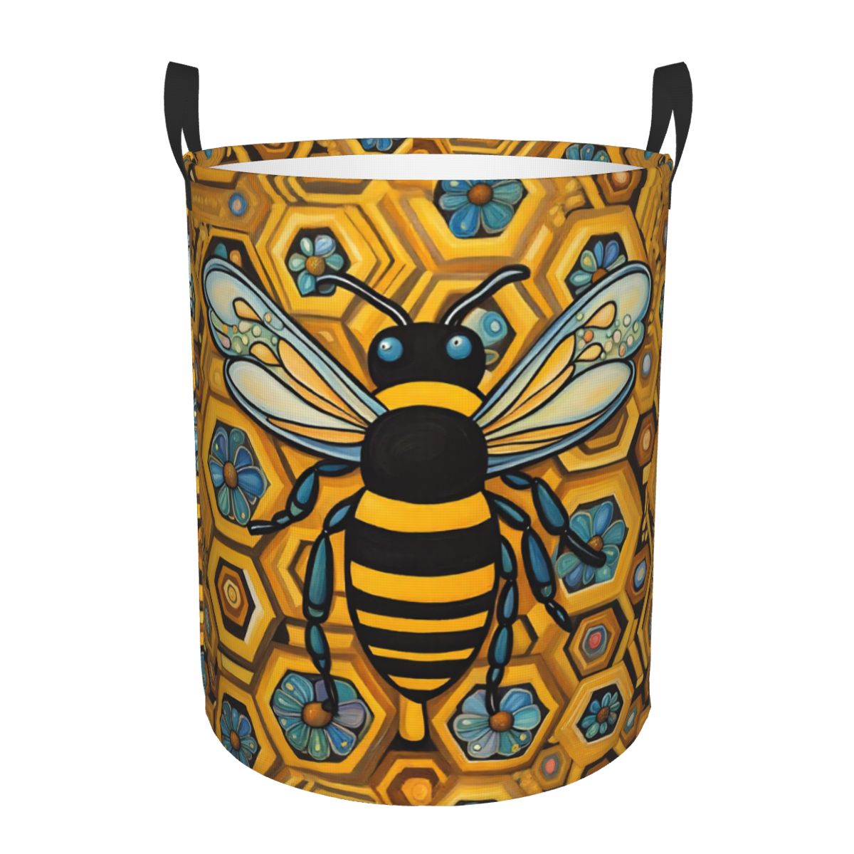 Baby Nursery Laundry Basket - Bee And Honeycomb Print Laundry Basket