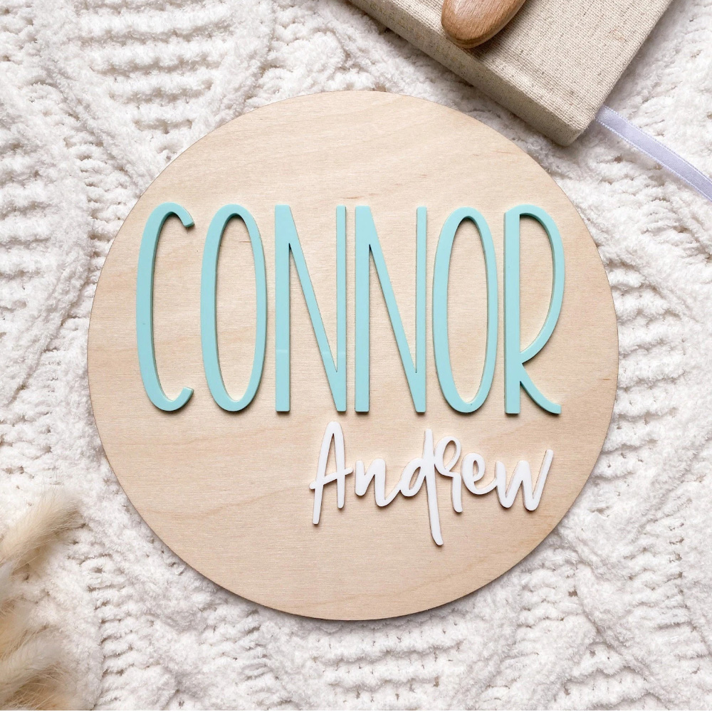 Baby Nursery Decor - Personalised Birth Announcement Plaque - Wood
