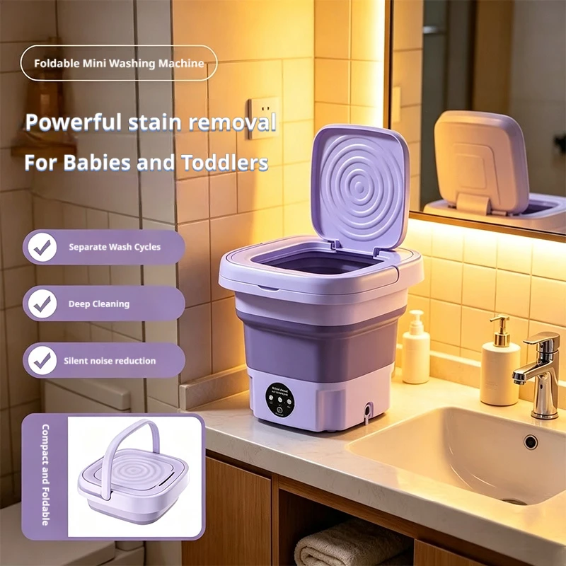 Baby Nursery Laundry Basket - 9L Fold Mini Washing Machine Portable