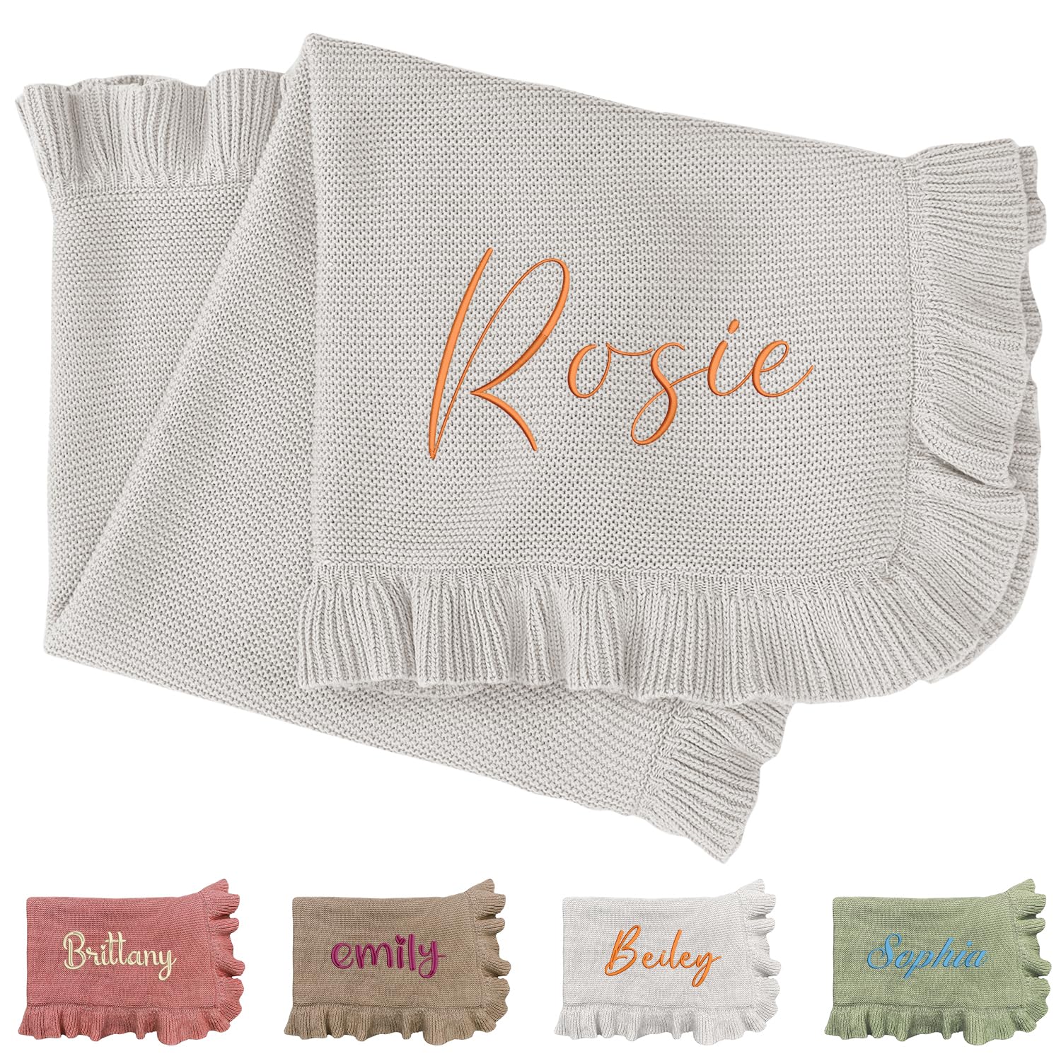Baby Nursery Embroidery - Personalized Knited Baby Blanket for Newborn