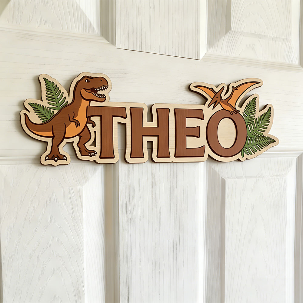 Baby Nursery Decor - Personalized Dinosaur Name Sign for The