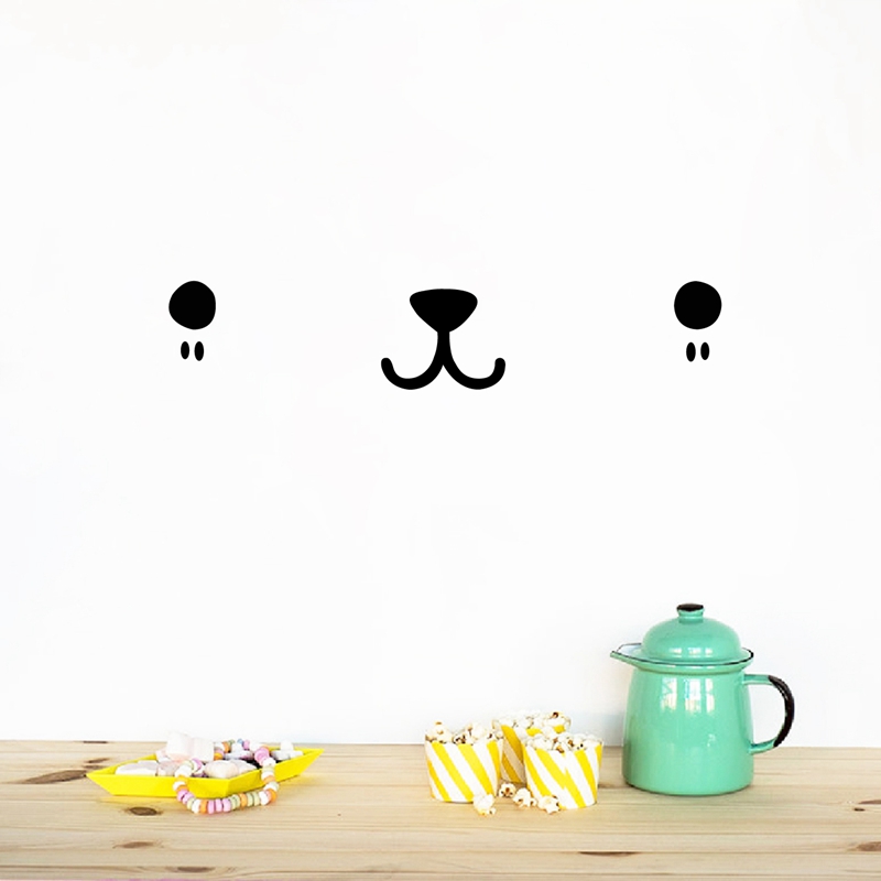Baby Nursery Vinyl Wall Stickers - Cute Kawaii Face Wall Art Decal