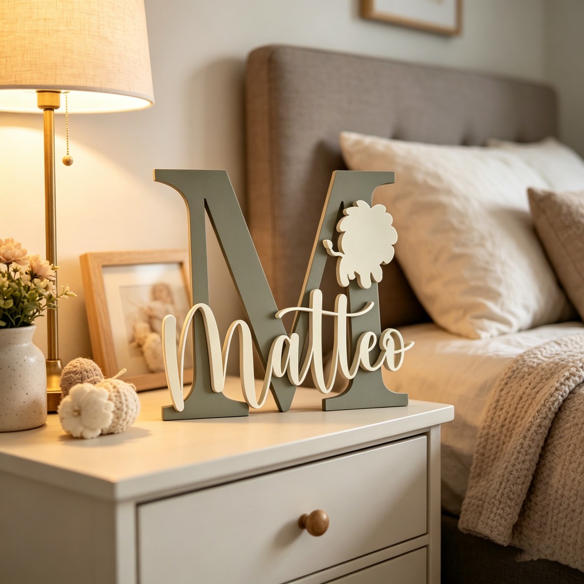 Baby Nursery Decor - 1Pc Custom Lion Name & Initial