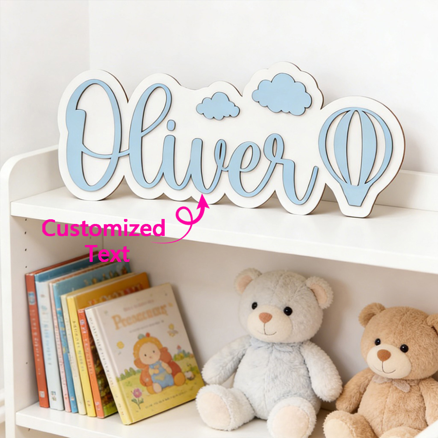 Baby Nursery Decor - Personalized Hot Air Balloon & Cloud
