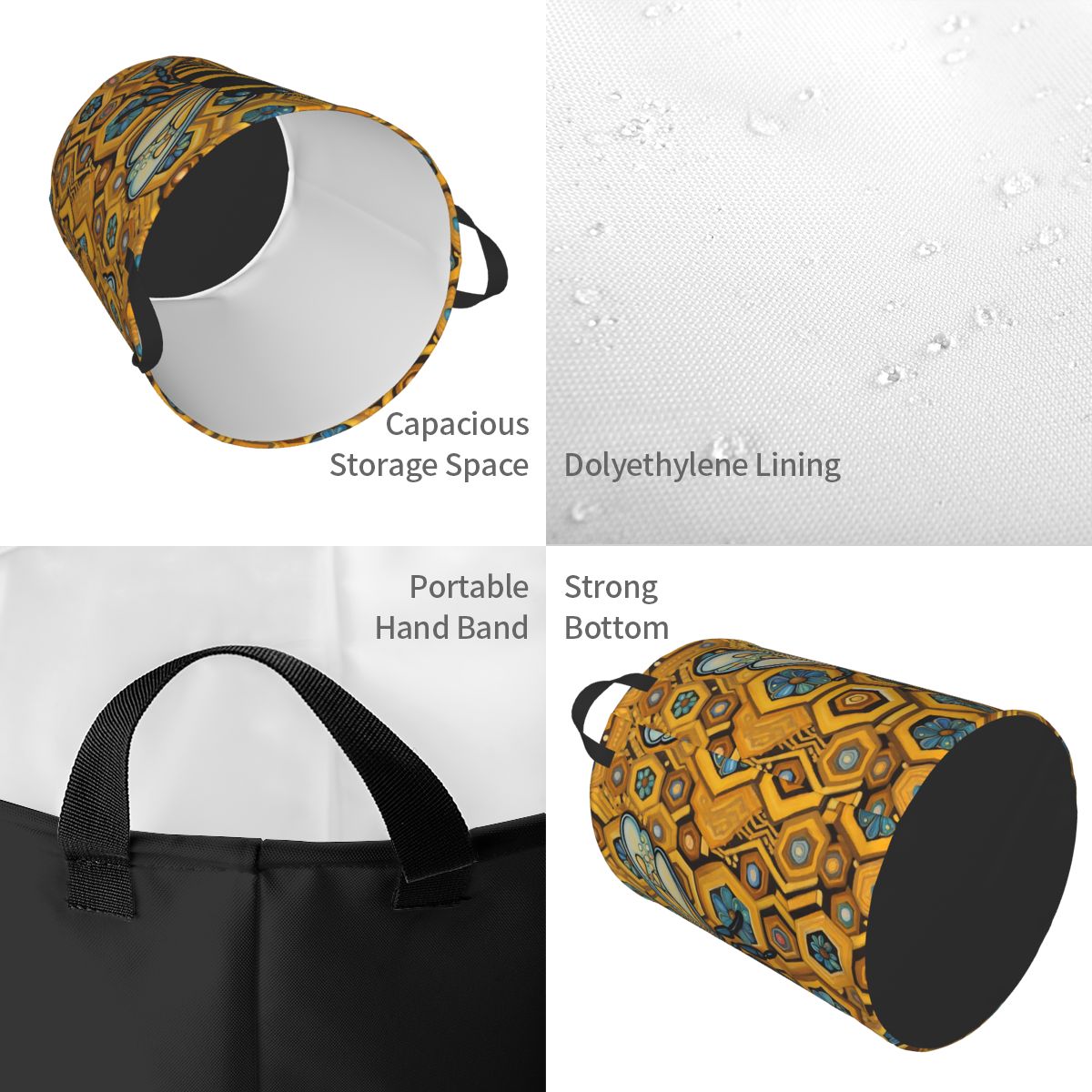 Bee And Honeycomb Print Laundr - Baby Nursery Laundry Basket 评论和价格