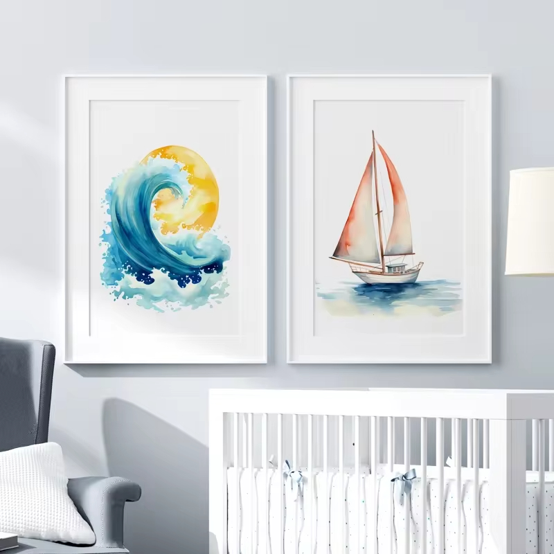 Surf Ocean Themed Nursery Beac - Baby Nursery Mirror 评论和价格