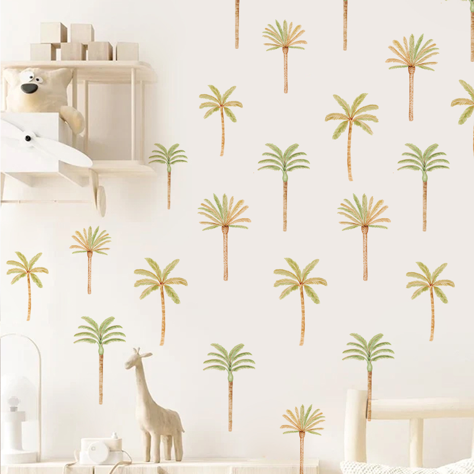 Boho Coconut Palm Tree Wall St - Baby Nursery Vinyl Wall Stickers 评论和价格