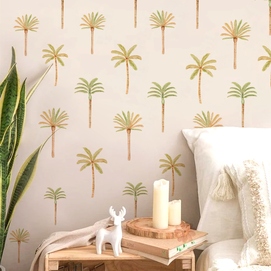 Boho Coconut Palm Tree Wall St - Baby Nursery Vinyl Wall Stickers 评论和价格