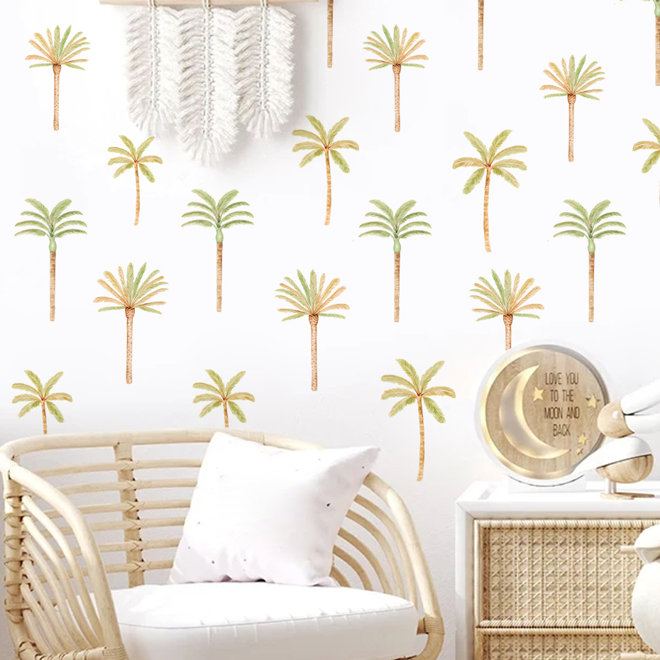 Boho Coconut Palm Tree Wall St - Baby Nursery Vinyl Wall Stickers 评论和价格