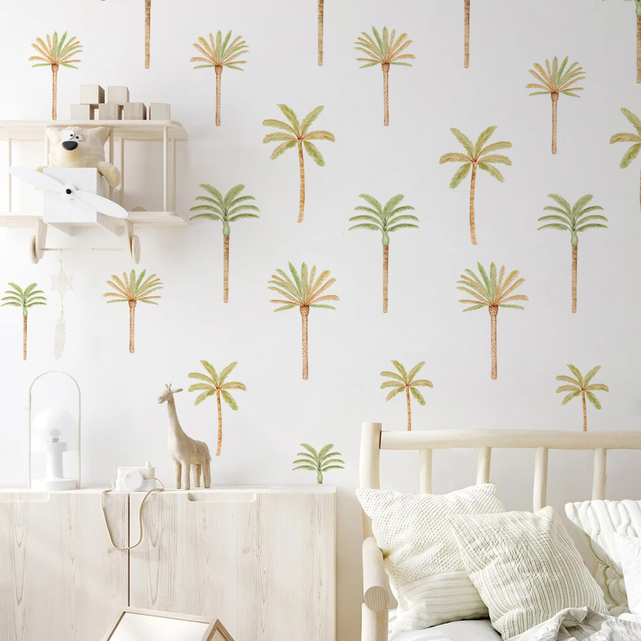 Boho Coconut Palm Tree Wall St - Baby Nursery Vinyl Wall Stickers 评论和价格