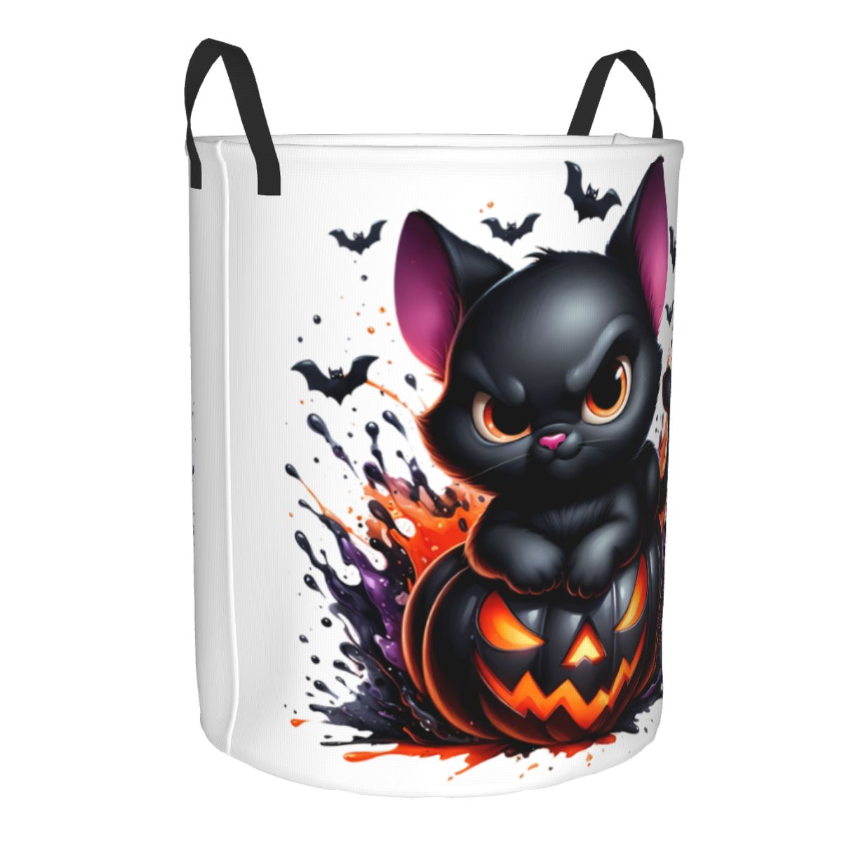 Halloween Black Cat Pumpkins L - Baby Nursery Laundry Basket 评论和价格
