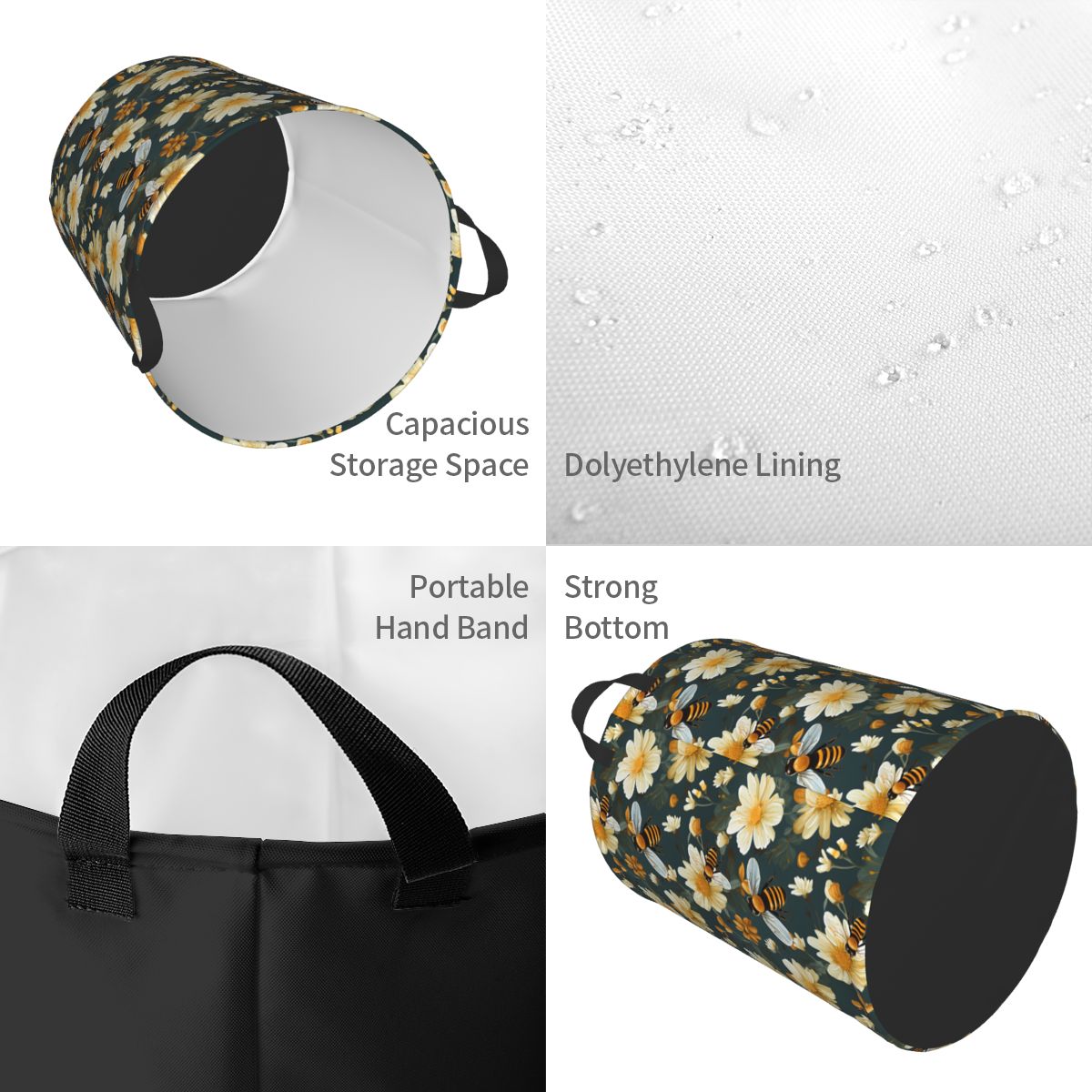 Honeycomb And Bee Pattern Laun - Baby Nursery Laundry Basket 评论和价格