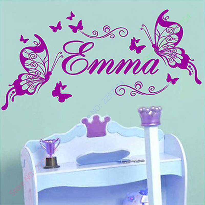 New Butterflies Personalized N - Baby Nursery Vinyl Wall Stickers 评论和价格