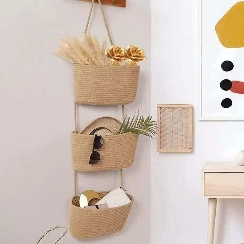 3-Tier Woven Cotton Hanging St - Baby Nursery Laundry Basket 评论和价格