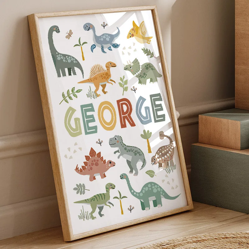 Cute Dinosaur T-Rex Brachiosau - Baby Nursery Wall Art 评论和价格