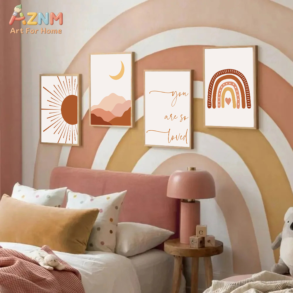AZNM Boho Sun Moon Rainbow Can - Baby Nursery Wall Art 评论和价格
