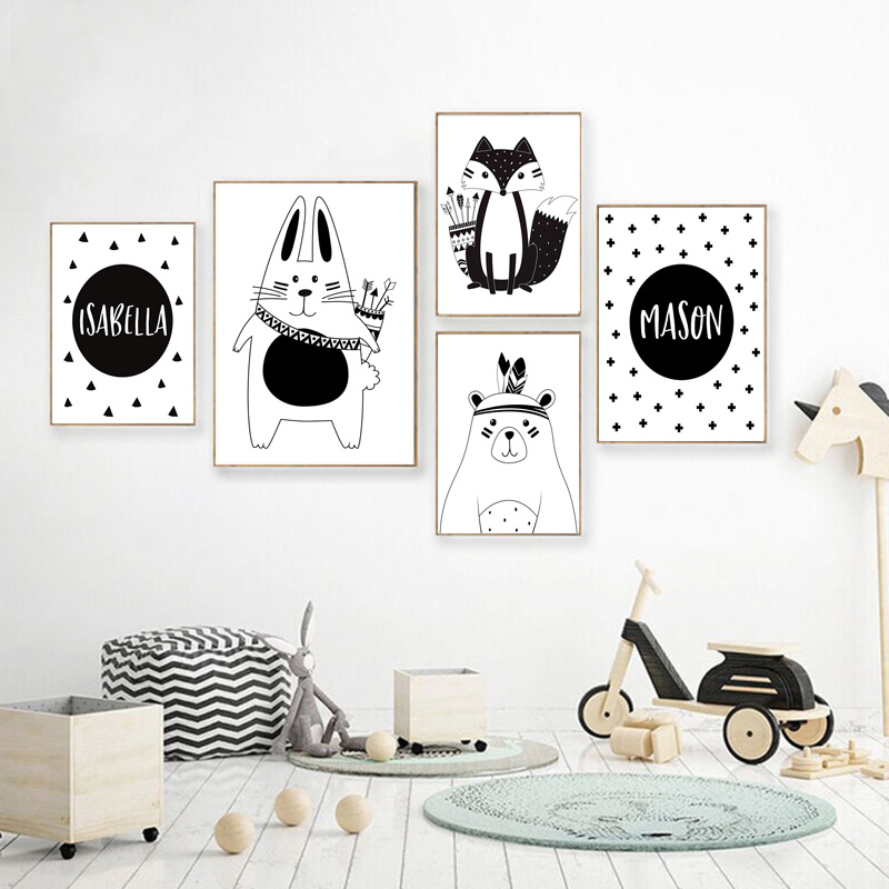 Black White Cartoon Bear Rabbi - Baby Nursery Mirror 评论和价格