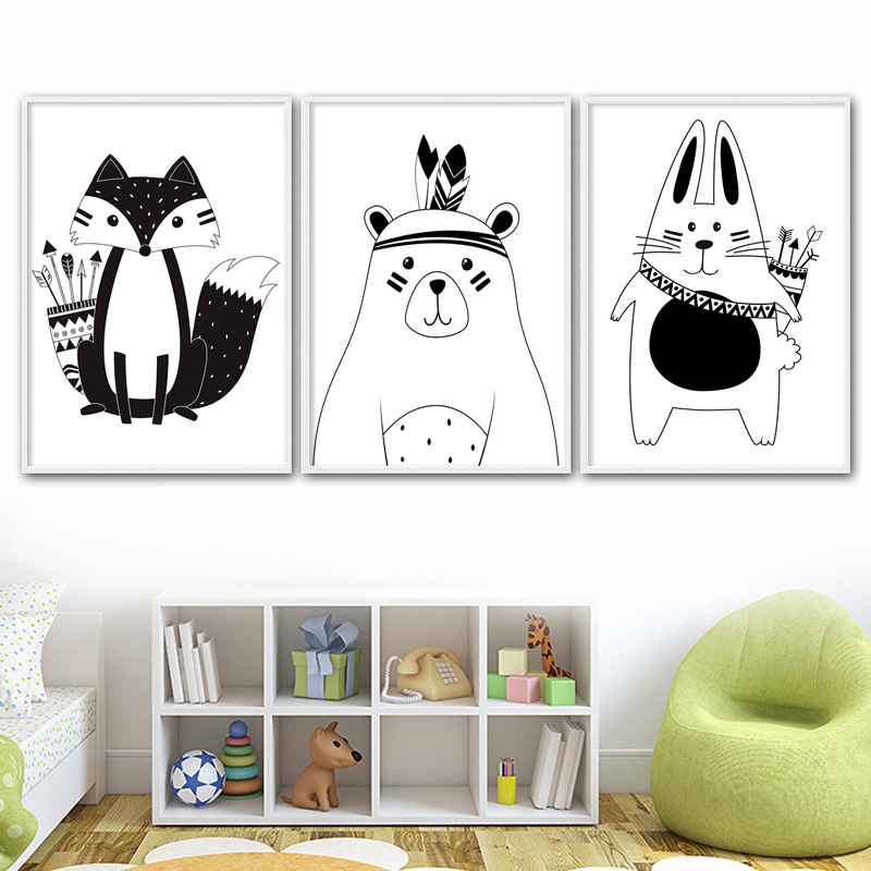 Black White Cartoon Bear Rabbi - Baby Nursery Mirror 评论和价格