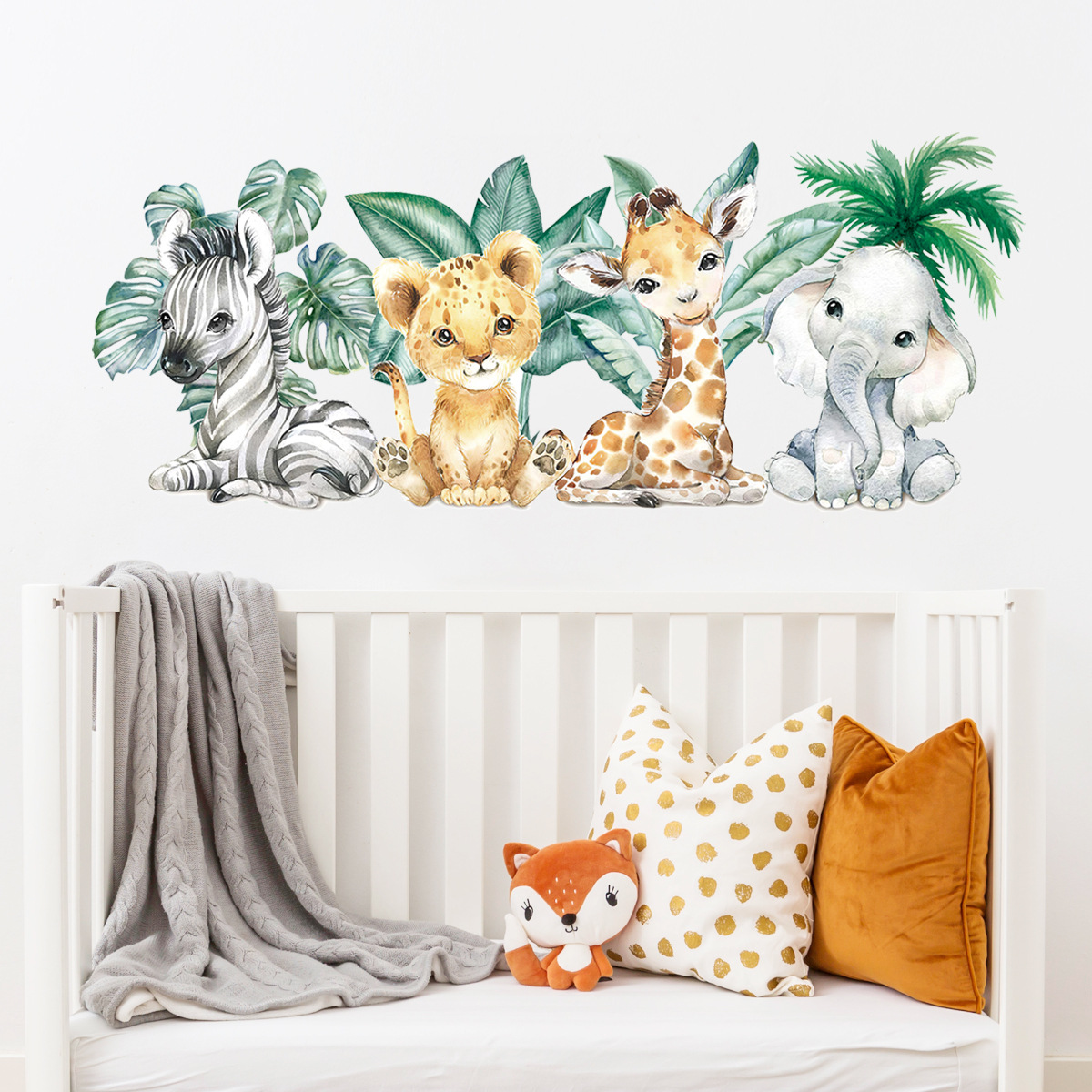 Cartoon Cute Jungle Animals Wa - Baby Nursery Jungle Animals 评论和价格
