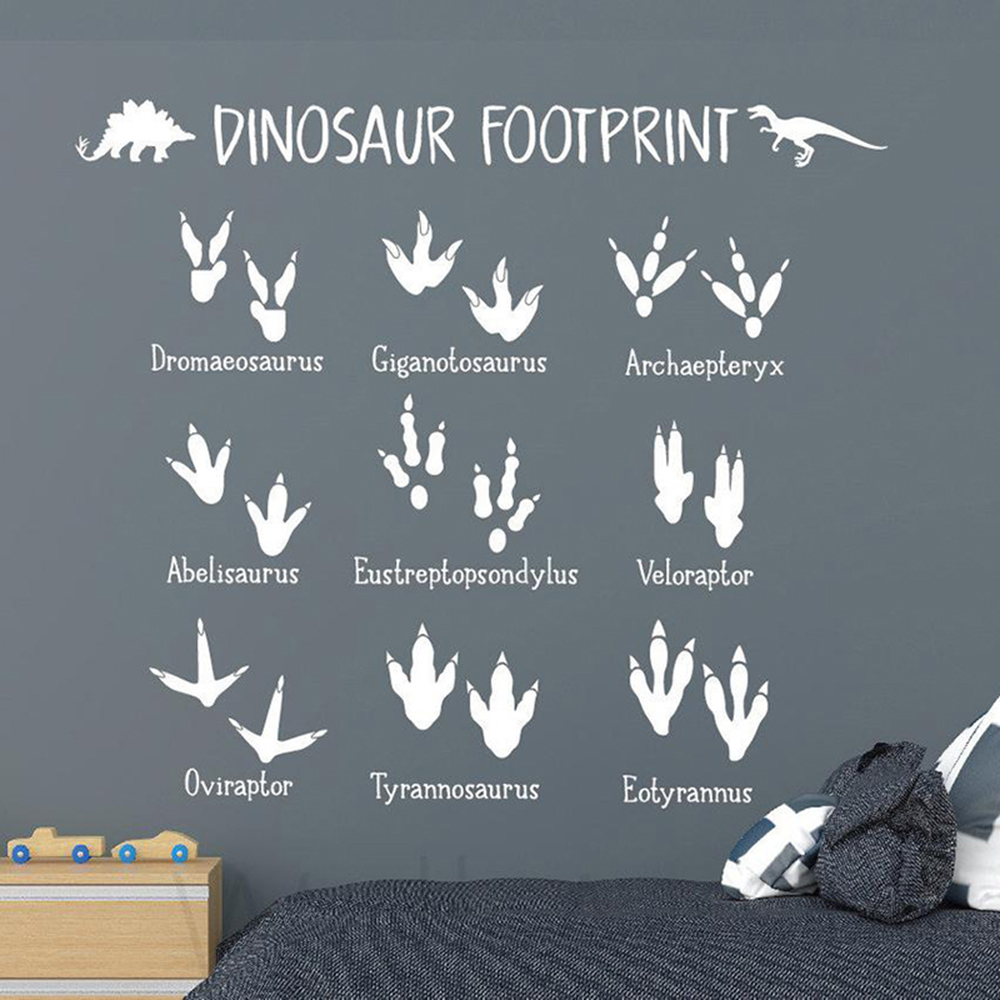 Cartoon Dinosaur Footprint Paw - Baby Nursery Vinyl Wall Stickers 评论和价格