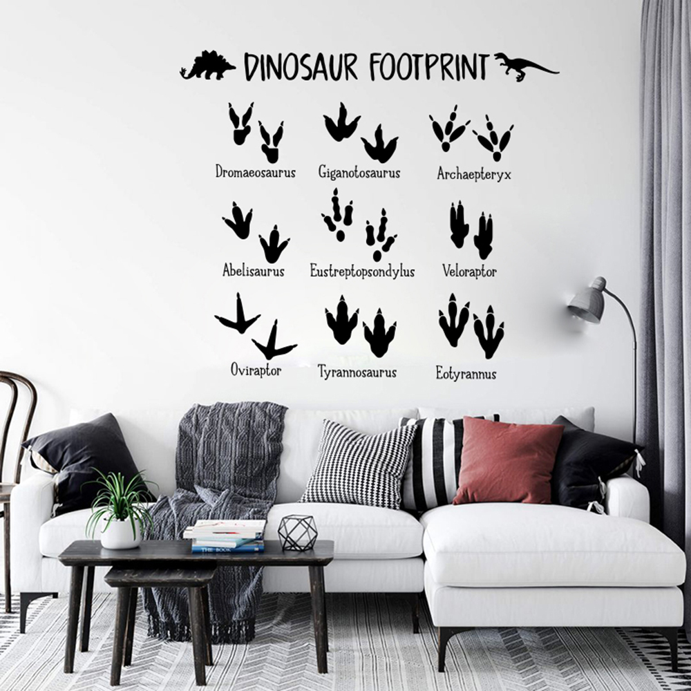 Cartoon Dinosaur Footprint Paw - Baby Nursery Vinyl Wall Stickers 评论和价格