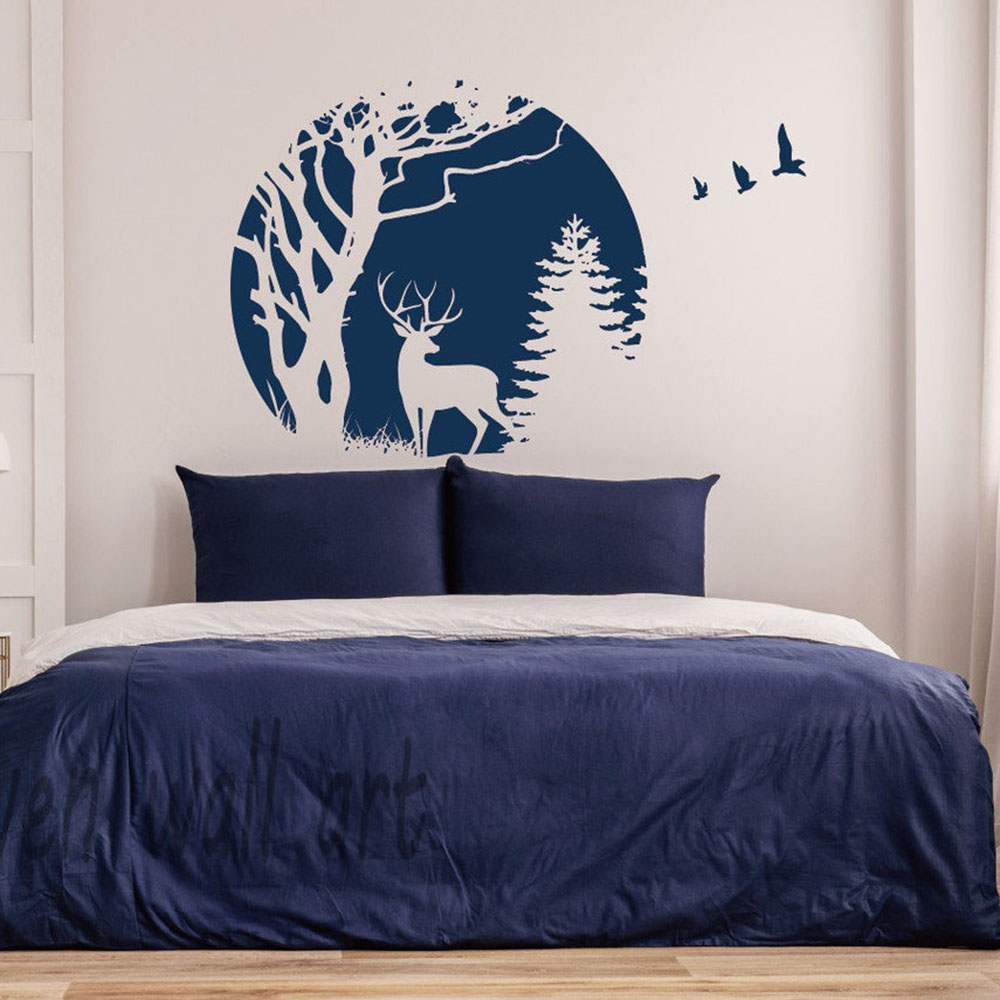 Circle Forest Deer Pine Tree W - Baby Nursery Jungle Animals 评论和价格