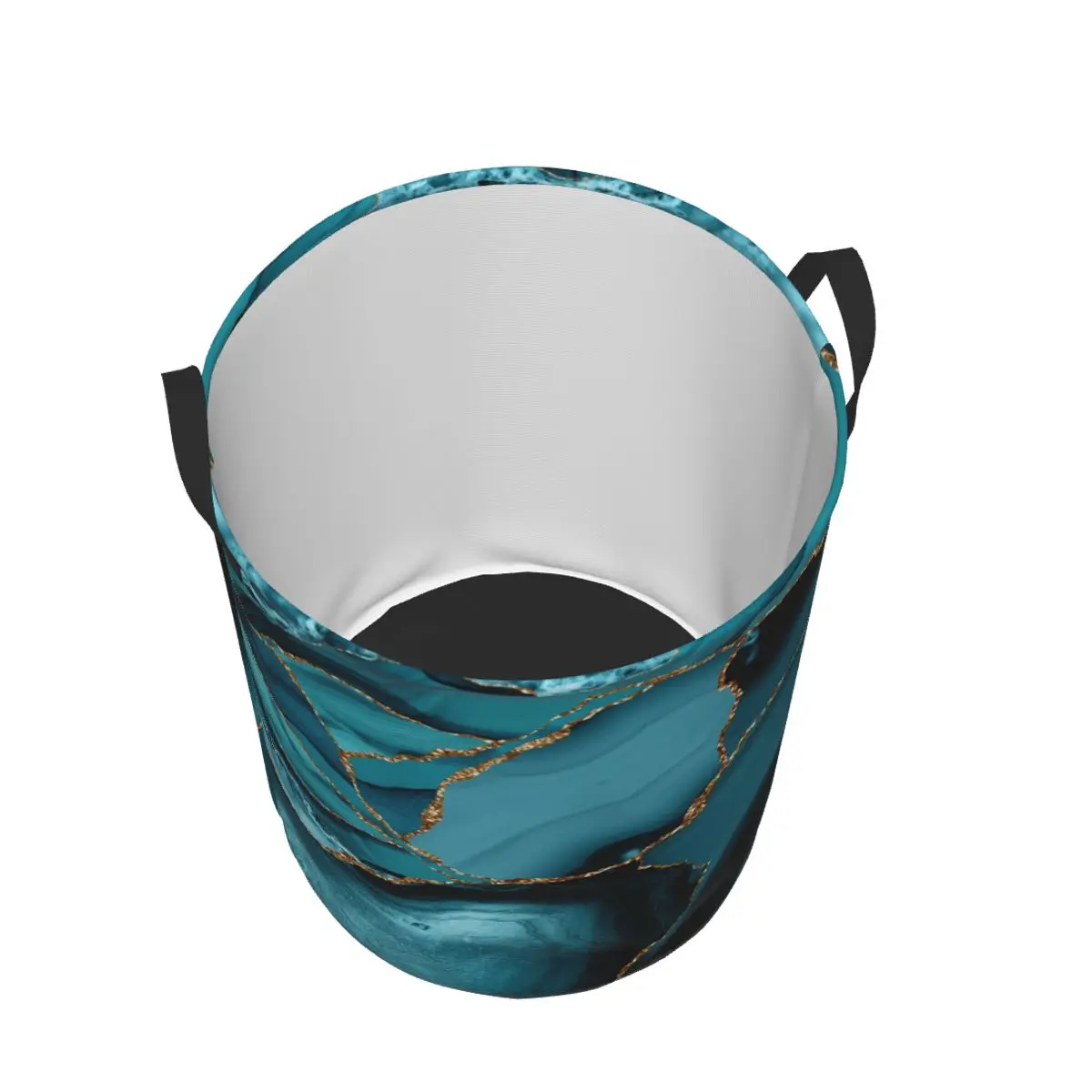 Custom Teal And Gold Marble La - Baby Nursery Laundry Basket 评论和价格