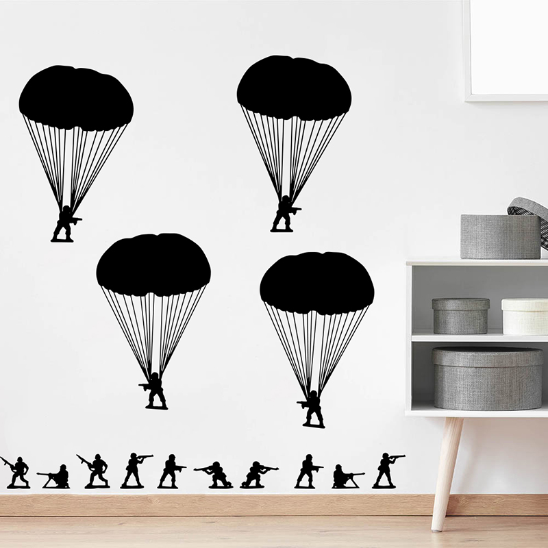 Army Men Soldiers Paratroopers - Baby Nursery Vinyl Wall Stickers 评论和价格