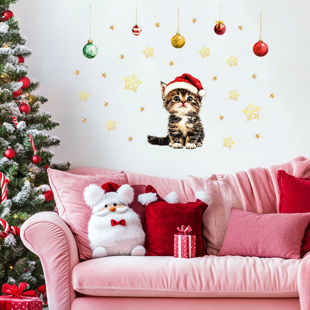 Cute Christmas Pets Wall Stick - Baby Nursery Vinyl Wall Stickers 评论和价格