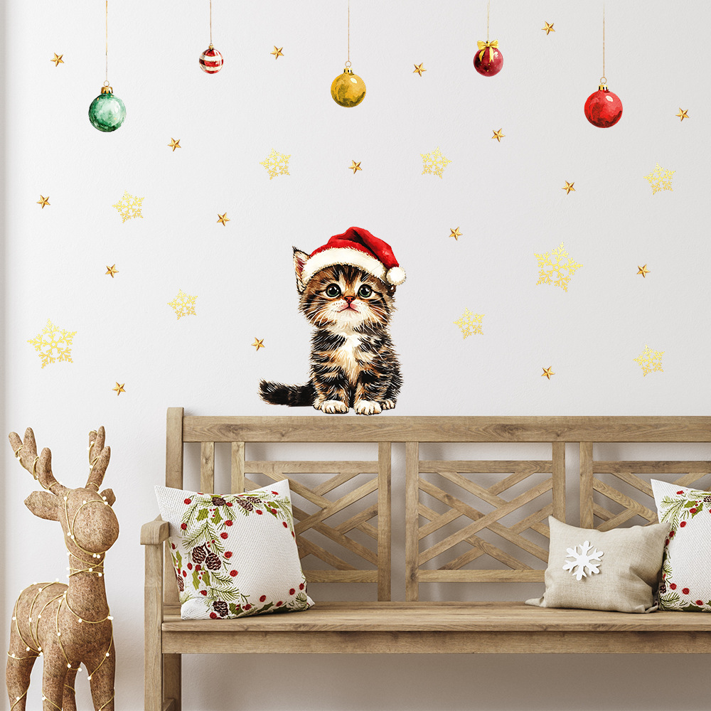 Cute Christmas Pets Wall Stick - Baby Nursery Vinyl Wall Stickers 评论和价格