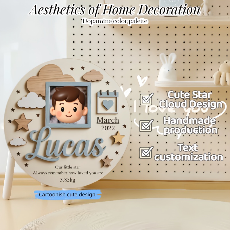 Personalized Baby Photo Frame, - Baby Nursery Decor 评论和价格