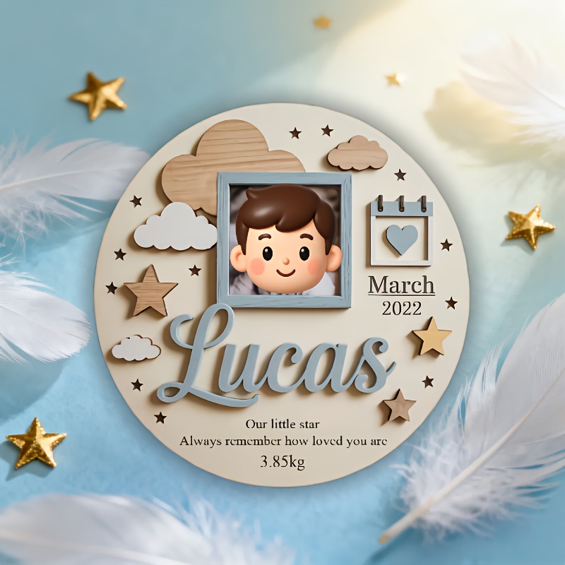 Personalized Baby Photo Frame, - Baby Nursery Decor 评论和价格