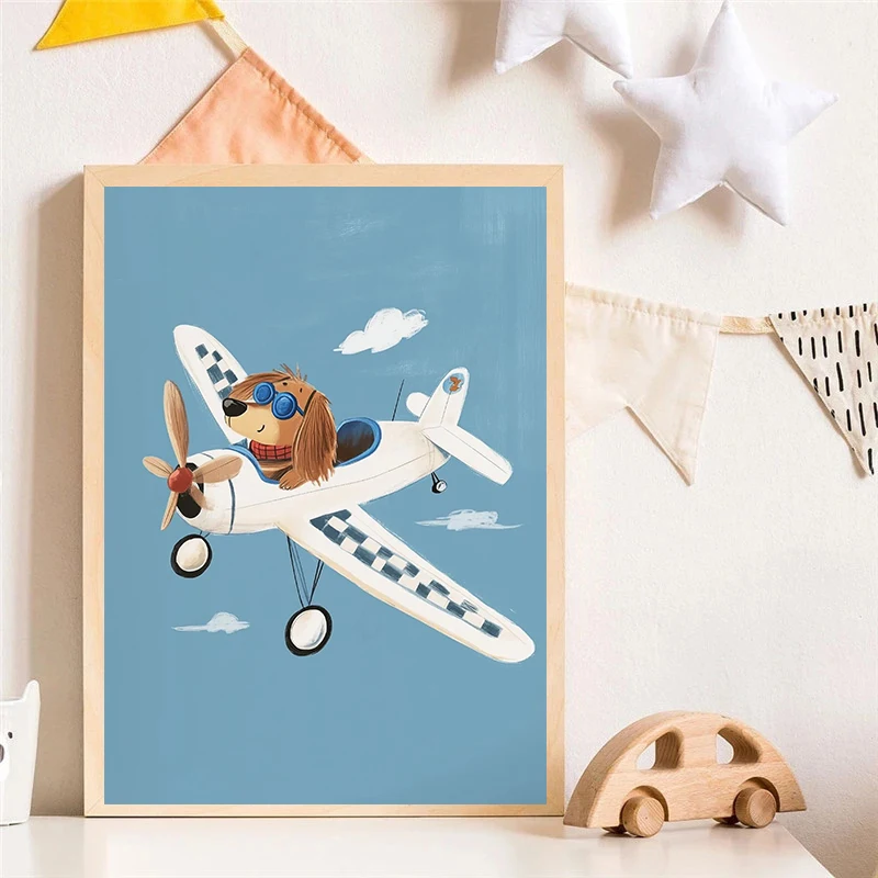 Dog Airplane Lion in Car Anima - Baby Nursery Wall Art 评论和价格