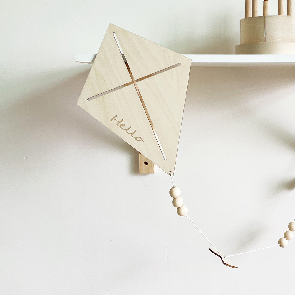 INS Nordic Wooden Kite Wall Or - Baby Nursery Hanging Decor 评论和价格