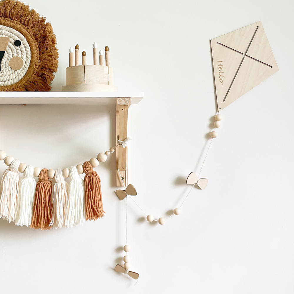 INS Nordic Wooden Kite Wall Or - Baby Nursery Hanging Decor 评论和价格