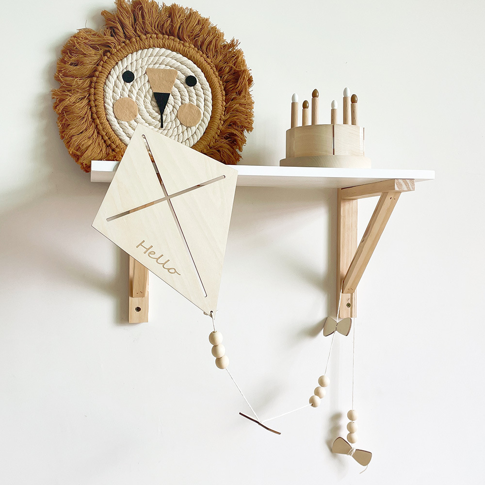 INS Nordic Wooden Kite Wall Or - Baby Nursery Hanging Decor 评论和价格