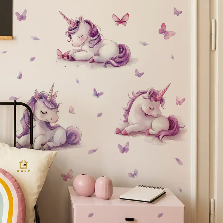 Cartoon Fantasy Unicorn Wall S - Baby Nursery Vinyl Wall Stickers 评论和价格