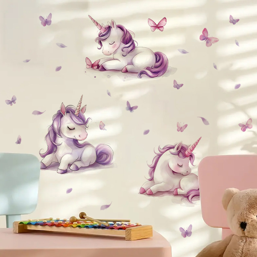 Cartoon Fantasy Unicorn Wall S - Baby Nursery Vinyl Wall Stickers 评论和价格