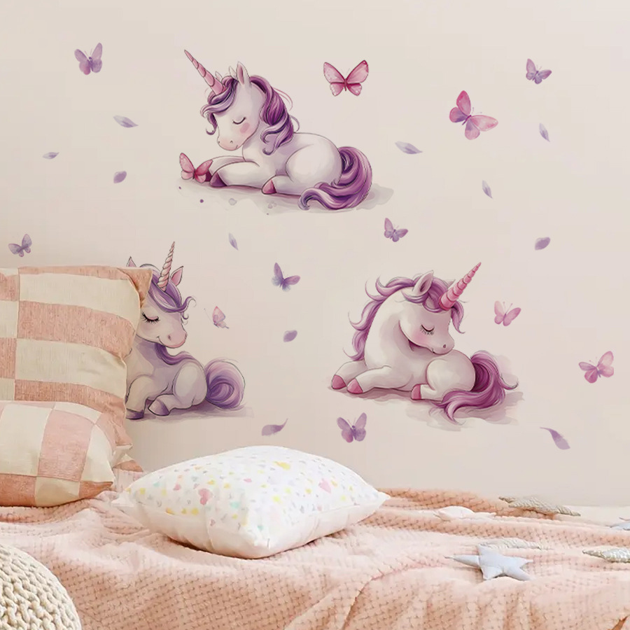 Cartoon Fantasy Unicorn Wall S - Baby Nursery Vinyl Wall Stickers 评论和价格
