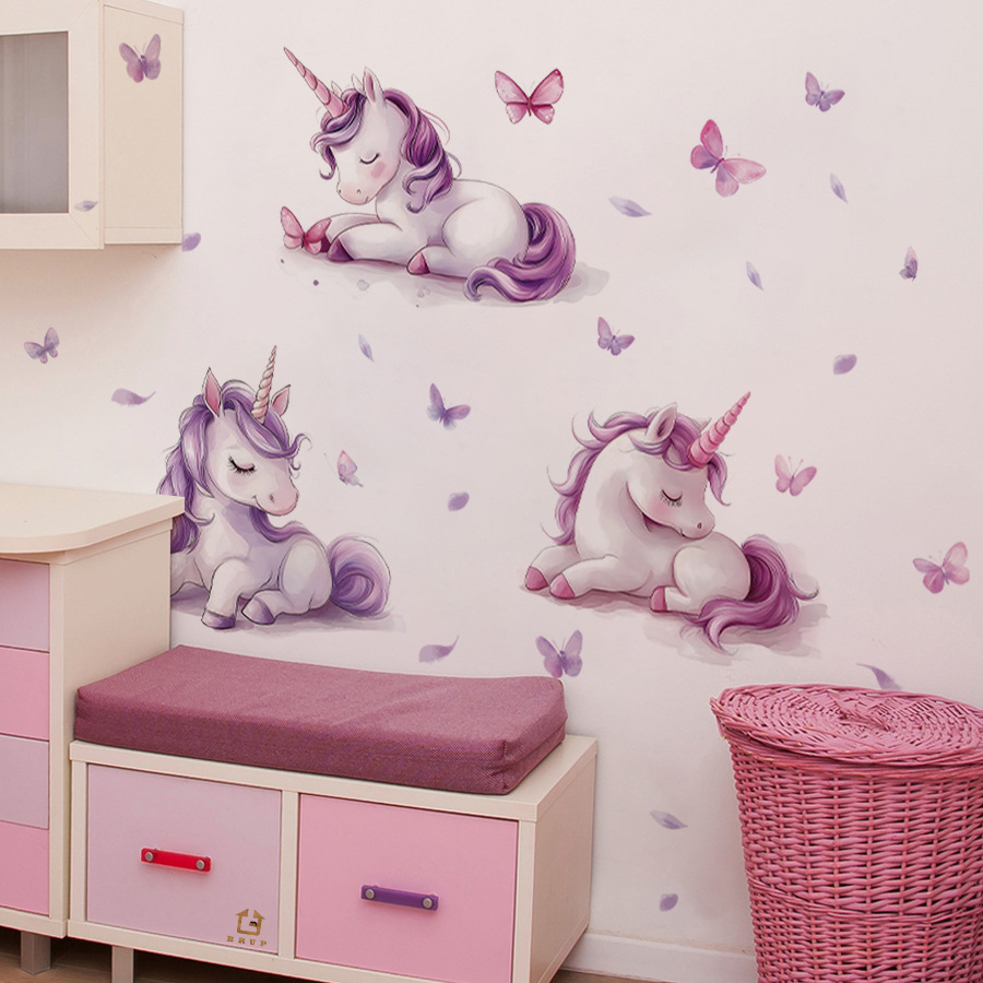 Cartoon Fantasy Unicorn Wall S - Baby Nursery Vinyl Wall Stickers 评论和价格