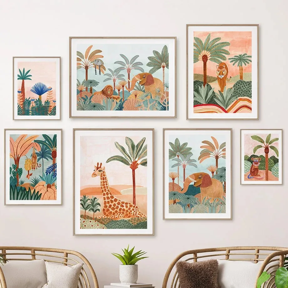 Boho Jungle Animals Tiger Monk - Baby Nursery Jungle Animals 评论和价格
