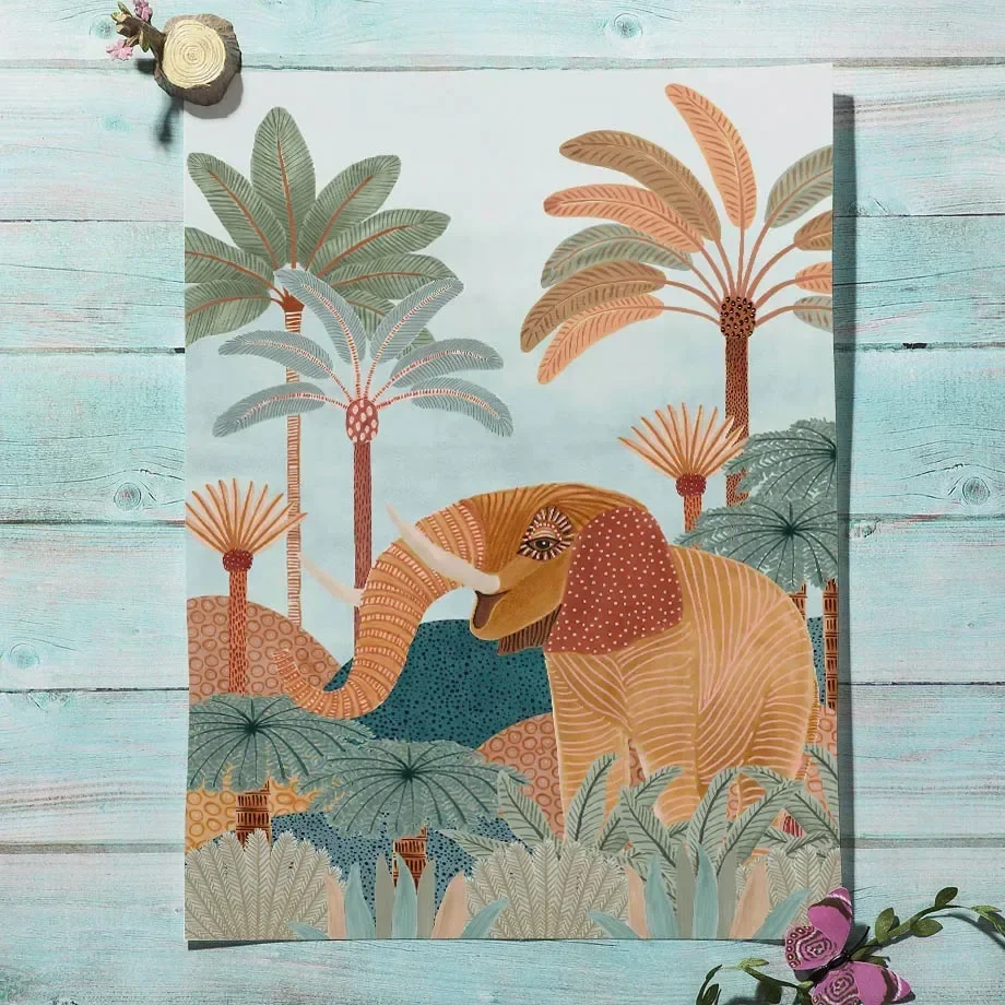 Boho Jungle Animals Tiger Monk - Baby Nursery Jungle Animals 评论和价格