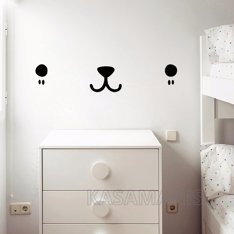 Cute Kawaii Face Wall Art Deca - Baby Nursery Vinyl Wall Stickers 评论和价格
