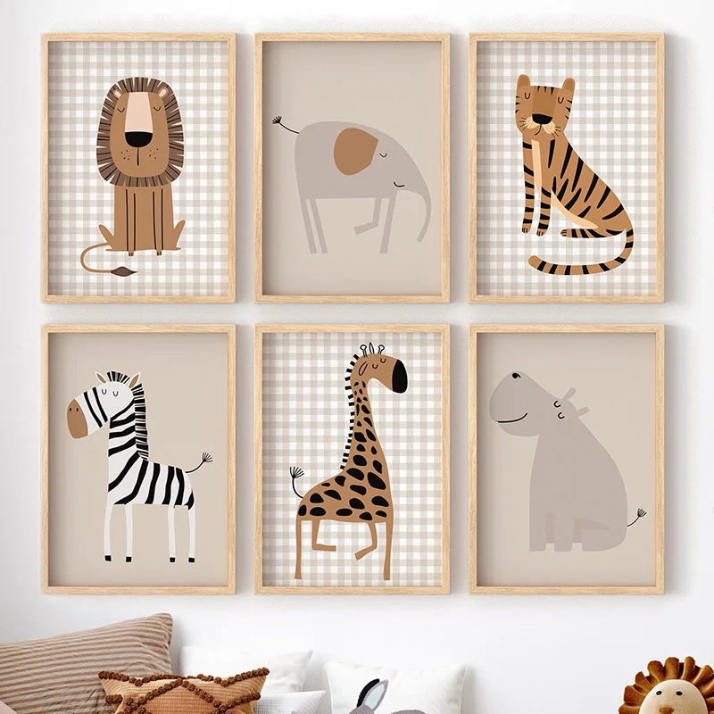 1PC Frameless Lion Tiger Eleph - Baby Nursery Jungle Animals 评论和价格