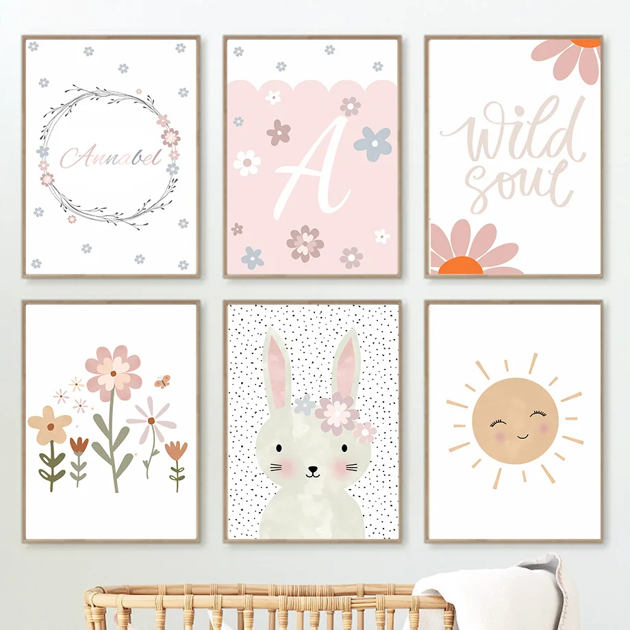 Boho Rabbit Flower Sun Rainbow - Baby Nursery Mirror 评论和价格
