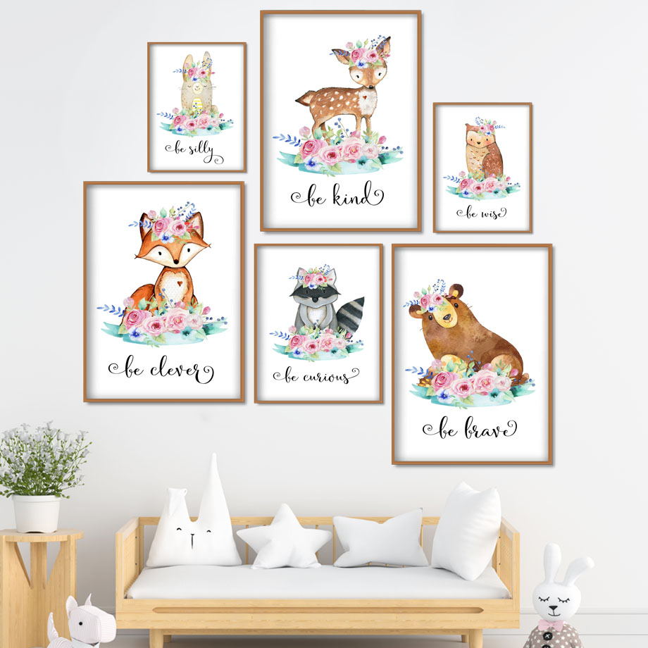 Cartoon Fox Deer Rabbit Baby A - Baby Nursery Mirror 评论和价格