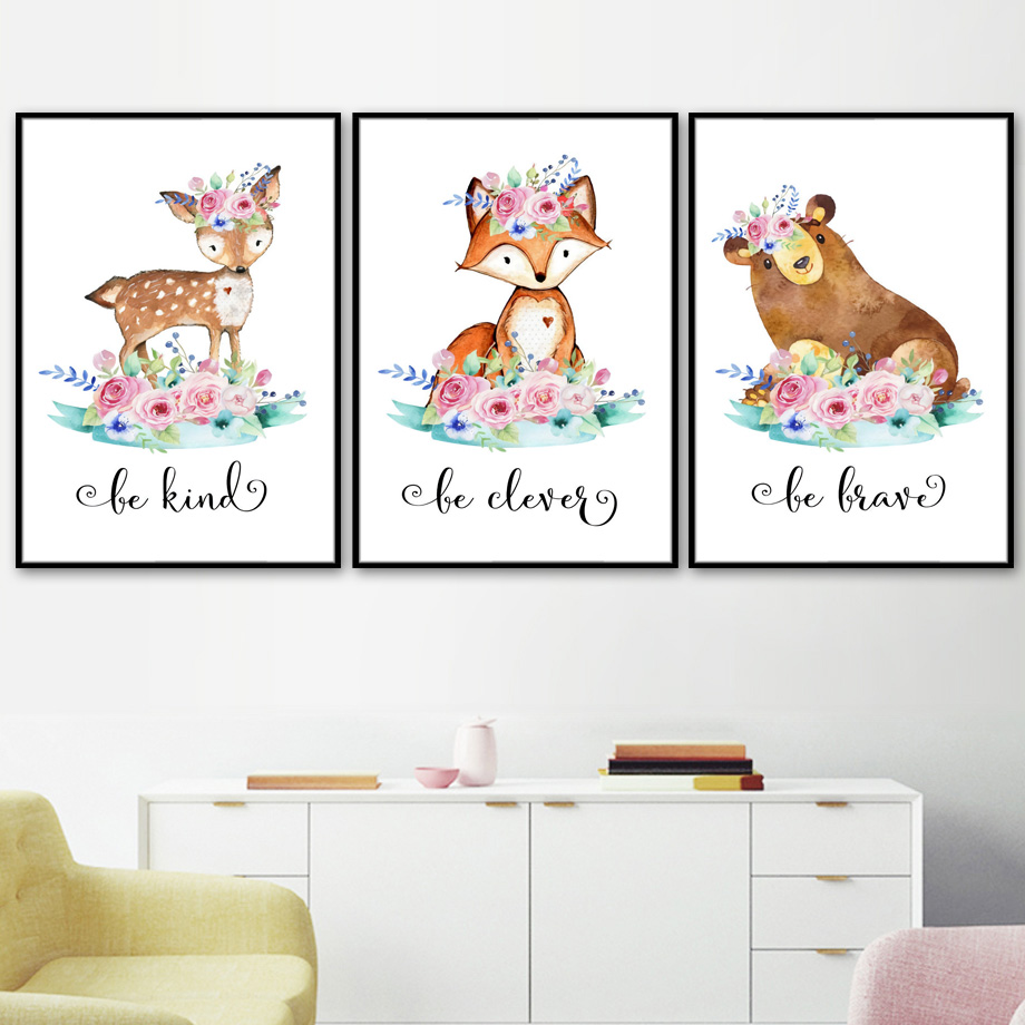 Cartoon Fox Deer Rabbit Baby A - Baby Nursery Mirror 评论和价格