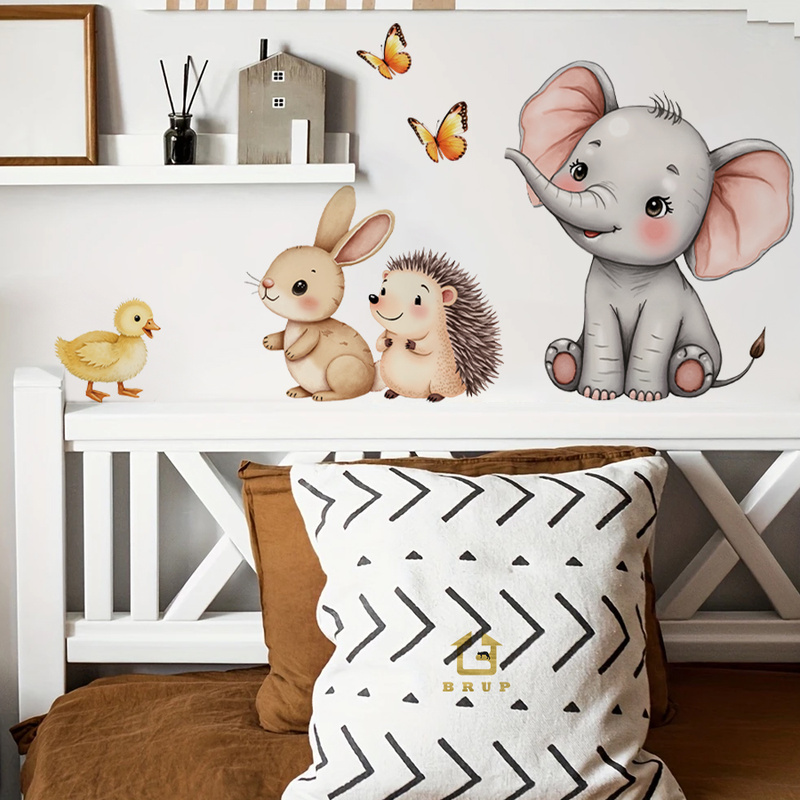 Cartoon Animal Wall Sticker -  - Baby Nursery Wall Art 评论和价格
