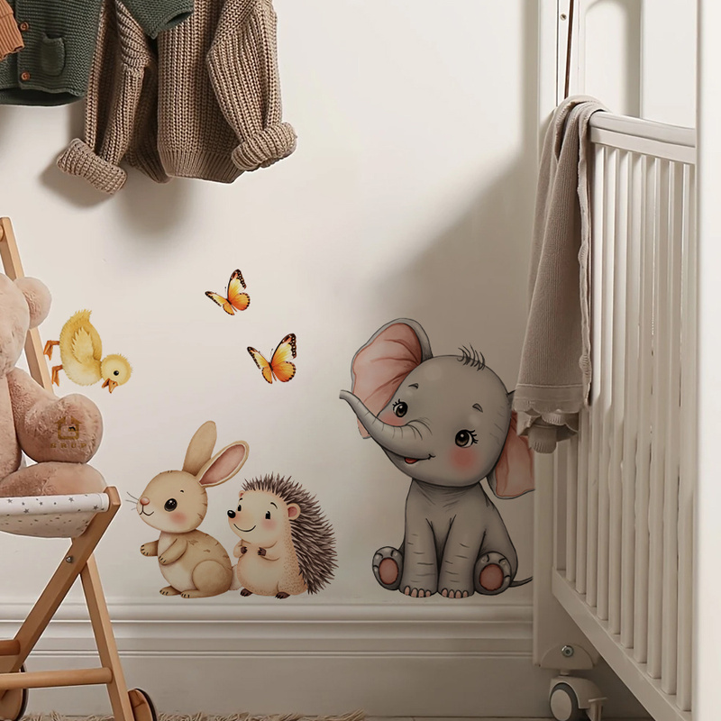 Cartoon Animal Wall Sticker -  - Baby Nursery Wall Art 评论和价格