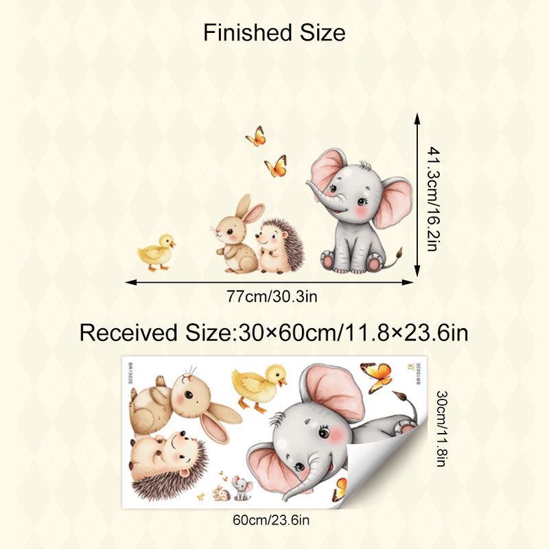 Cartoon Animal Wall Sticker -  - Baby Nursery Wall Art 评论和价格